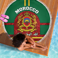 Morocco Proclamation Day Beach Blanket Marruecos Coat of Arms Roses Pattern - Wonder Print Shop