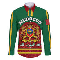 Morocco Proclamation Day Family Matching Off Shoulder Long Sleeve Dress and Hawaiian Shirt Marruecos Coat of Arms Roses Pattern - Wonder Print Shop