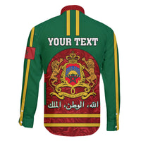 Morocco Proclamation Day Family Matching Off Shoulder Long Sleeve Dress and Hawaiian Shirt Marruecos Coat of Arms Roses Pattern - Wonder Print Shop