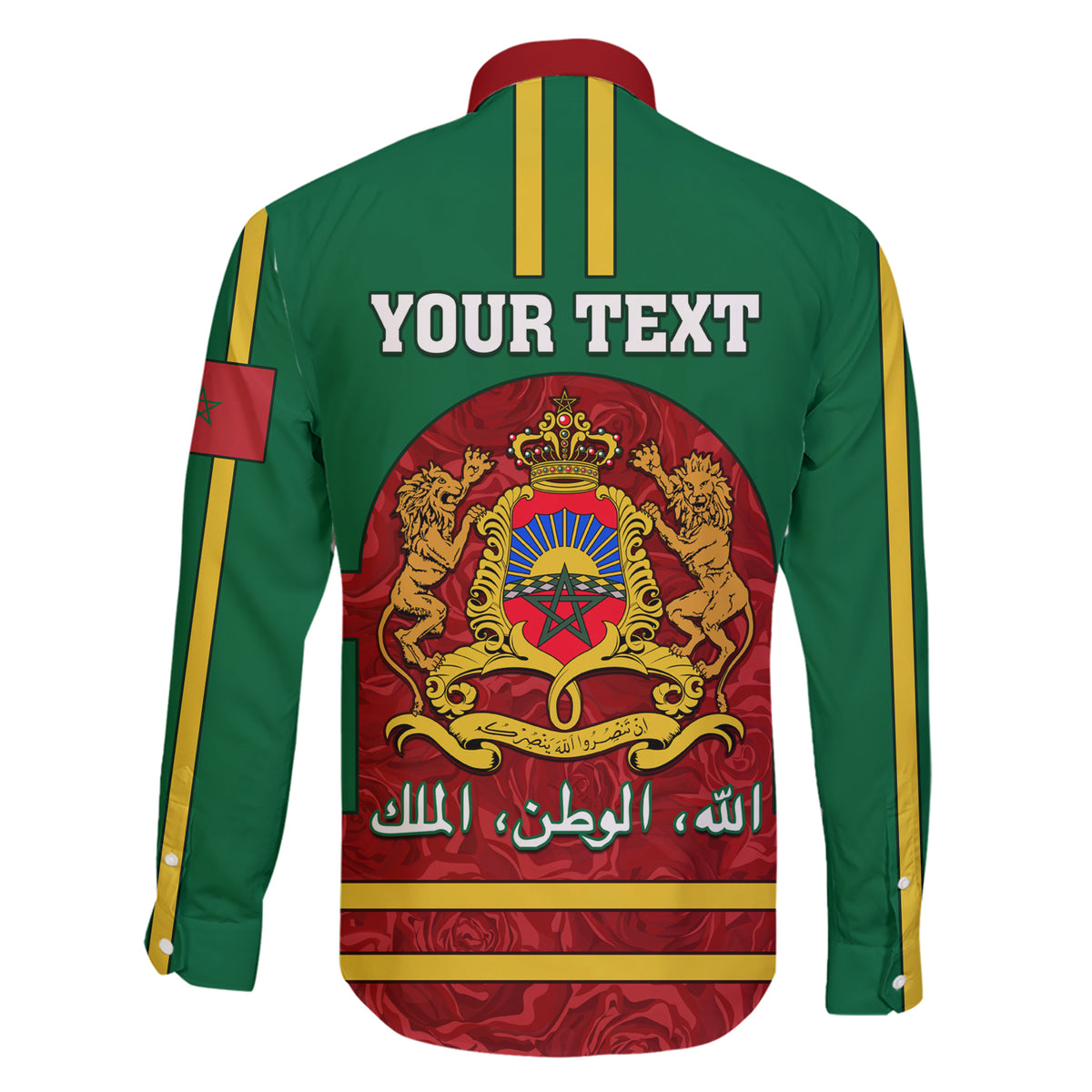 Morocco Proclamation Day Family Matching Short Sleeve Bodycon Dress and Hawaiian Shirt Marruecos Coat of Arms Roses Pattern - Wonder Print Shop