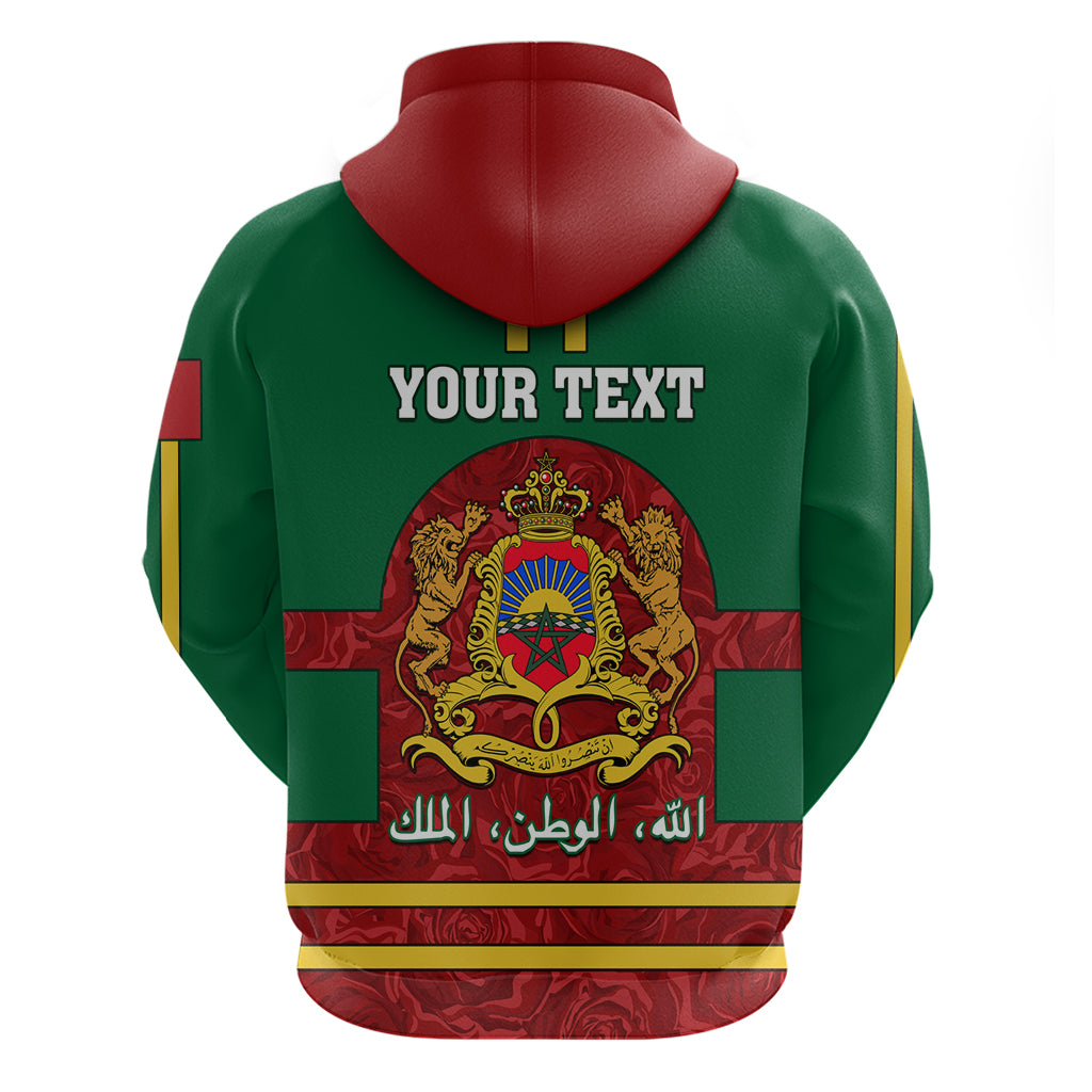 Morocco Proclamation Day Hoodie Marruecos Coat of Arms Roses Pattern - Wonder Print Shop