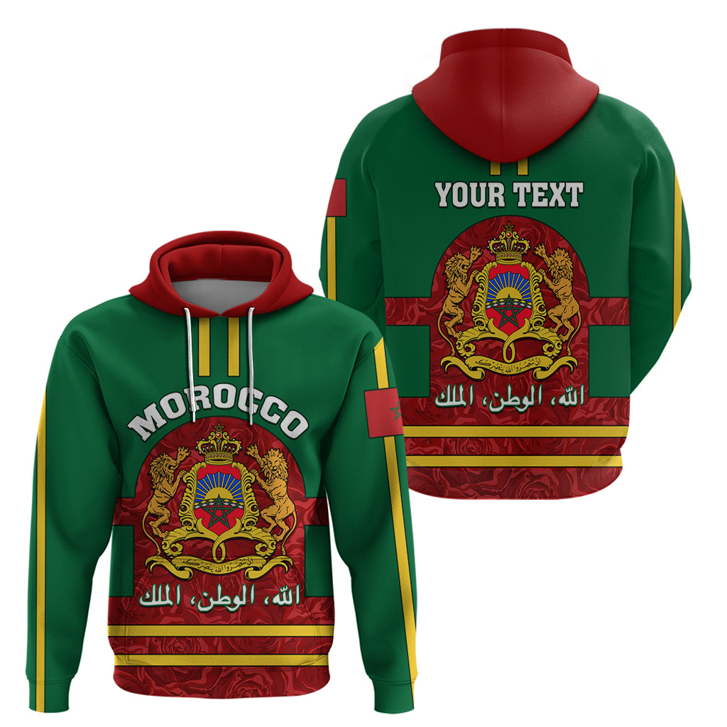Morocco Proclamation Day Hoodie Marruecos Coat of Arms Roses Pattern - Wonder Print Shop