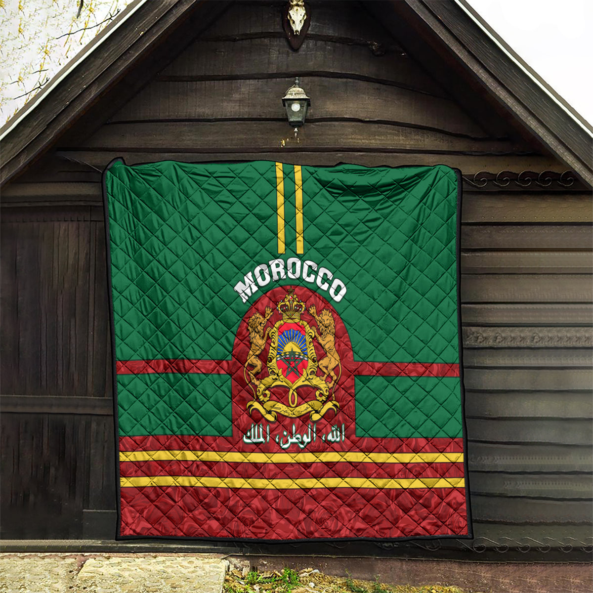 Morocco Proclamation Day Quilt Marruecos Coat of Arms Roses Pattern - Wonder Print Shop