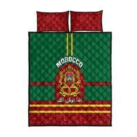 Morocco Proclamation Day Quilt Bed Set Marruecos Coat of Arms Roses Pattern - Wonder Print Shop