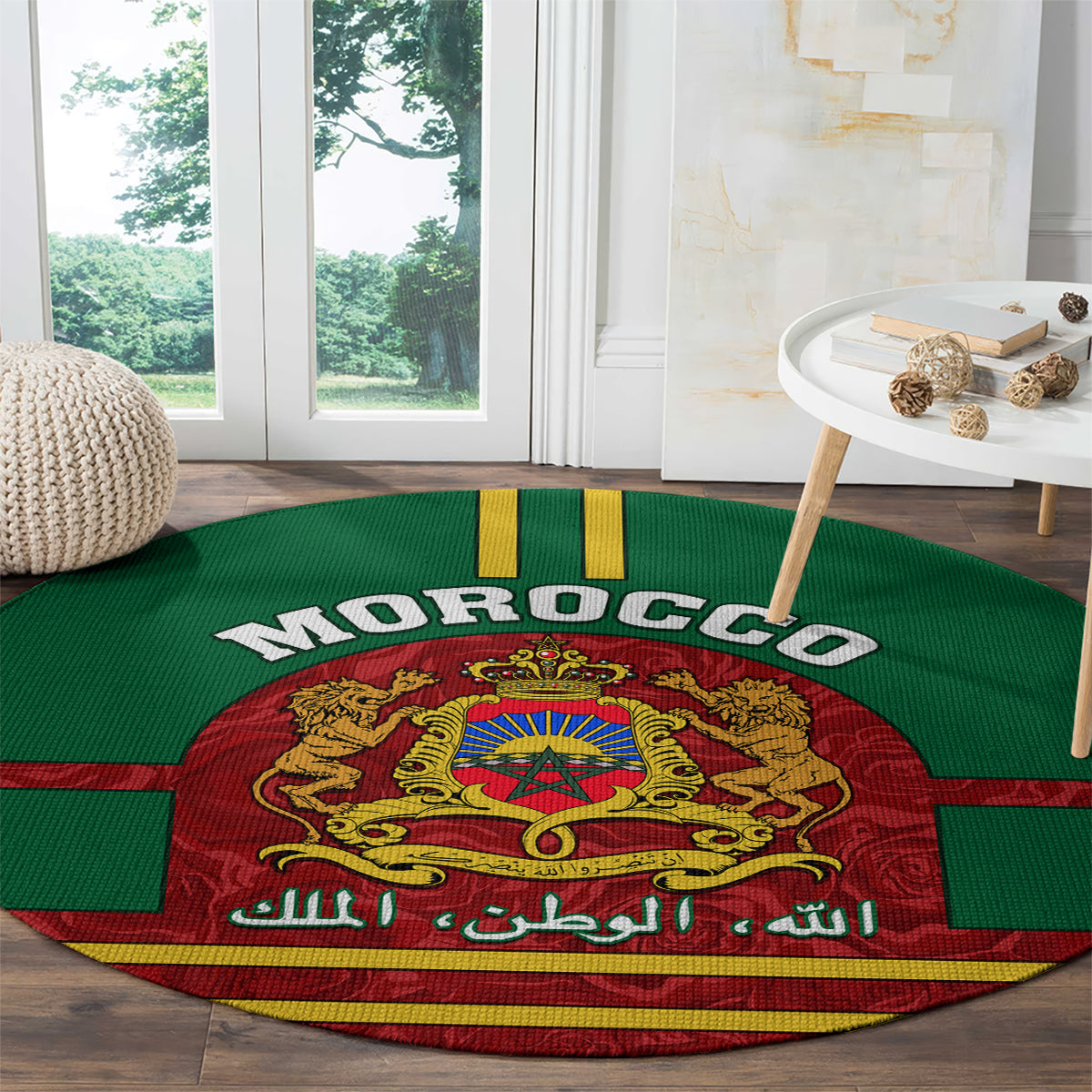 morocco-proclamation-day-round-carpet-marruecos-coat-of-arms-roses-pattern