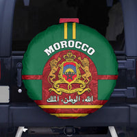 Morocco Proclamation Day Spare Tire Cover Marruecos Coat of Arms Roses Pattern - Wonder Print Shop