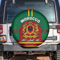 Morocco Proclamation Day Spare Tire Cover Marruecos Coat of Arms Roses Pattern - Wonder Print Shop