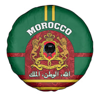 Morocco Proclamation Day Spare Tire Cover Marruecos Coat of Arms Roses Pattern - Wonder Print Shop
