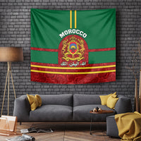 Morocco Proclamation Day Tapestry Marruecos Coat of Arms Roses Pattern - Wonder Print Shop