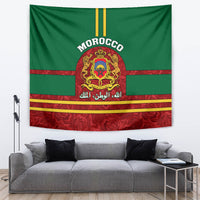 Morocco Proclamation Day Tapestry Marruecos Coat of Arms Roses Pattern - Wonder Print Shop