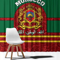 Morocco Proclamation Day Window Curtain Marruecos Coat of Arms Roses Pattern - Wonder Print Shop