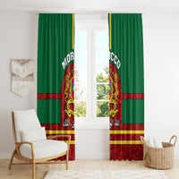 Morocco Proclamation Day Window Curtain Marruecos Coat of Arms Roses Pattern - Wonder Print Shop