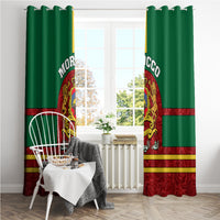 Morocco Proclamation Day Window Curtain Marruecos Coat of Arms Roses Pattern - Wonder Print Shop