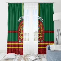 Morocco Proclamation Day Window Curtain Marruecos Coat of Arms Roses Pattern - Wonder Print Shop