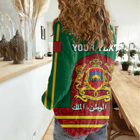 Morocco Proclamation Day Women Casual Shirt Marruecos Coat of Arms Roses Pattern - Wonder Print Shop