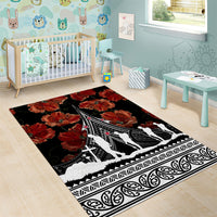 New Zealand ANZAC Day Area Rug Poppy With Polynesian Pattern - Wonder Print Shop