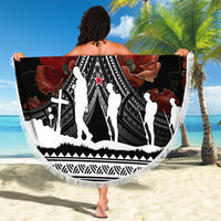 New Zealand ANZAC Day Beach Blanket Poppy With Polynesian Pattern - Wonder Print Shop