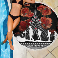 New Zealand ANZAC Day Beach Blanket Poppy With Polynesian Pattern - Wonder Print Shop