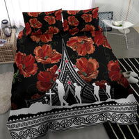 New Zealand ANZAC Day Bedding Set Poppy With Polynesian Pattern - Wonder Print Shop