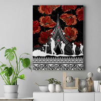 New Zealand ANZAC Day Canvas Wall Art Poppy With Polynesian Pattern - Wonder Print Shop