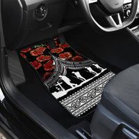 New Zealand ANZAC Day Car Mats Poppy With Polynesian Pattern - Wonder Print Shop