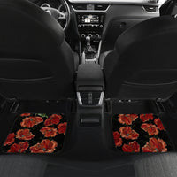 New Zealand ANZAC Day Car Mats Poppy With Polynesian Pattern - Wonder Print Shop