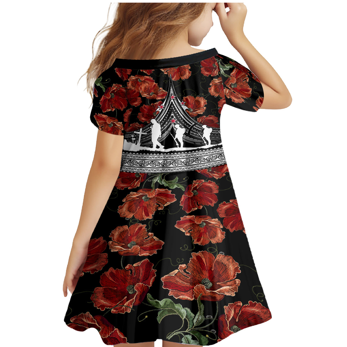 New Zealand ANZAC Day Family Matching Mermaid Dress and Hawaiian Shirt Poppy With Polynesian Pattern - Wonder Print Shop