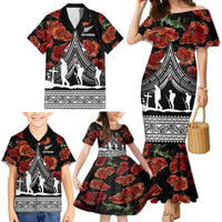 New Zealand ANZAC Day Family Matching Mermaid Dress and Hawaiian Shirt Poppy With Polynesian Pattern - Wonder Print Shop