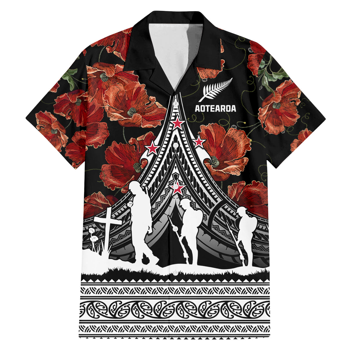 New Zealand ANZAC Day Family Matching Mermaid Dress and Hawaiian Shirt Poppy With Polynesian Pattern - Wonder Print Shop