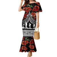 New Zealand ANZAC Day Family Matching Mermaid Dress and Hawaiian Shirt Poppy With Polynesian Pattern - Wonder Print Shop