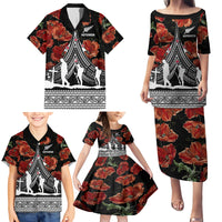 New Zealand ANZAC Day Family Matching Puletasi Dress and Hawaiian Shirt Poppy With Polynesian Pattern - Wonder Print Shop