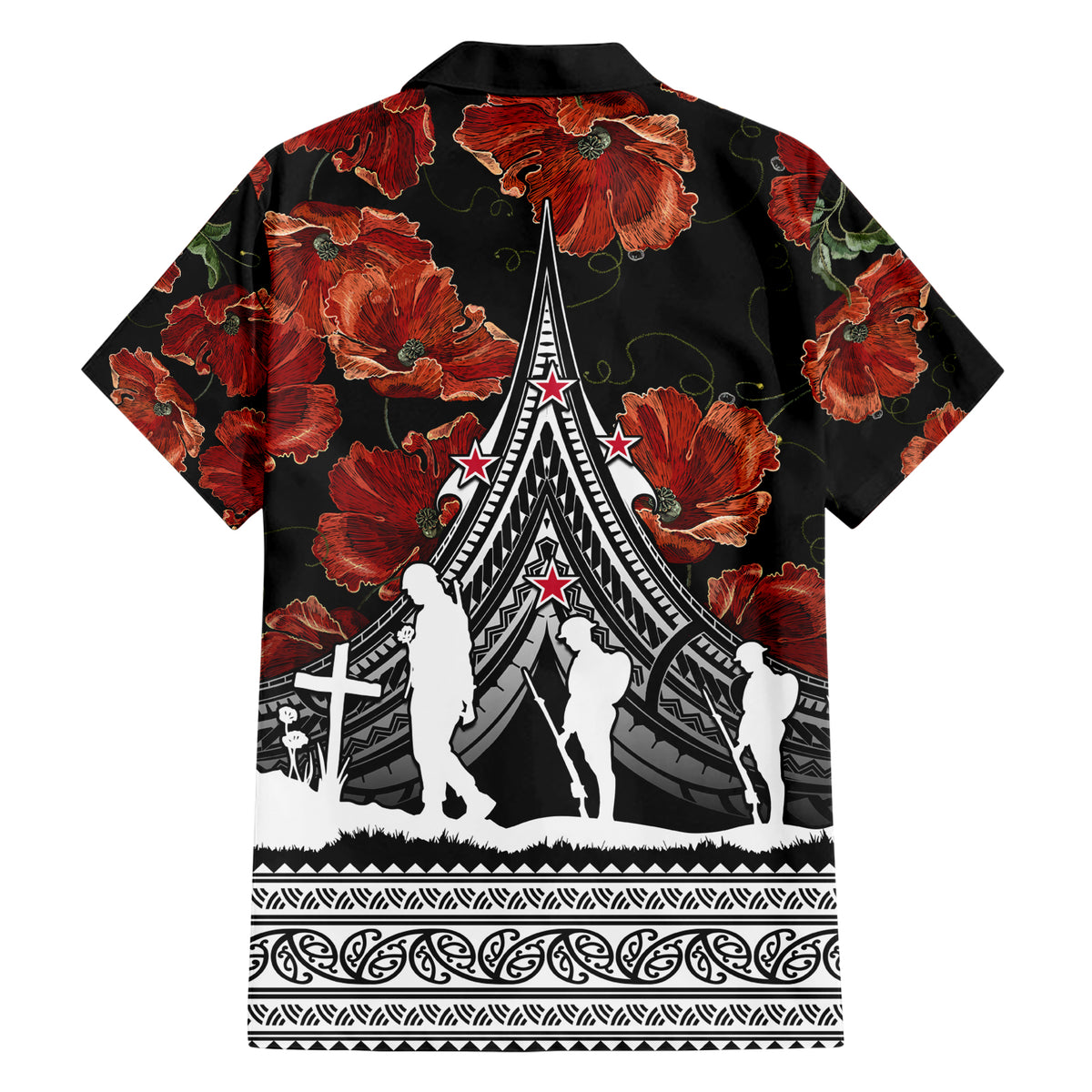 New Zealand ANZAC Day Hawaiian Shirt Poppy With Polynesian Pattern - Wonder Print Shop