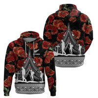 New Zealand ANZAC Day Hoodie Poppy With Polynesian Pattern - Wonder Print Shop