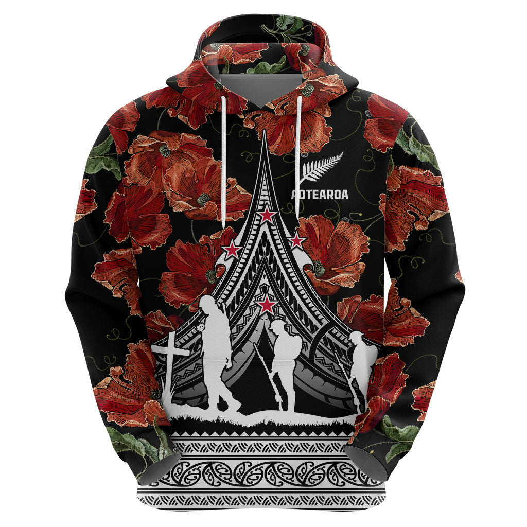 New Zealand ANZAC Day Hoodie Poppy With Polynesian Pattern - Wonder Print Shop