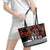 New Zealand ANZAC Day Leather Tote Bag Poppy With Polynesian Pattern - Wonder Print Shop