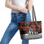 New Zealand ANZAC Day Leather Tote Bag Poppy With Polynesian Pattern - Wonder Print Shop