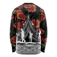 New Zealand ANZAC Day Long Sleeve Shirt Poppy With Polynesian Pattern - Wonder Print Shop