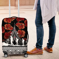 New Zealand ANZAC Day Luggage Cover Poppy With Polynesian Pattern - Wonder Print Shop