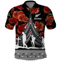 New Zealand ANZAC Day Polo Shirt Poppy With Polynesian Pattern - Wonder Print Shop