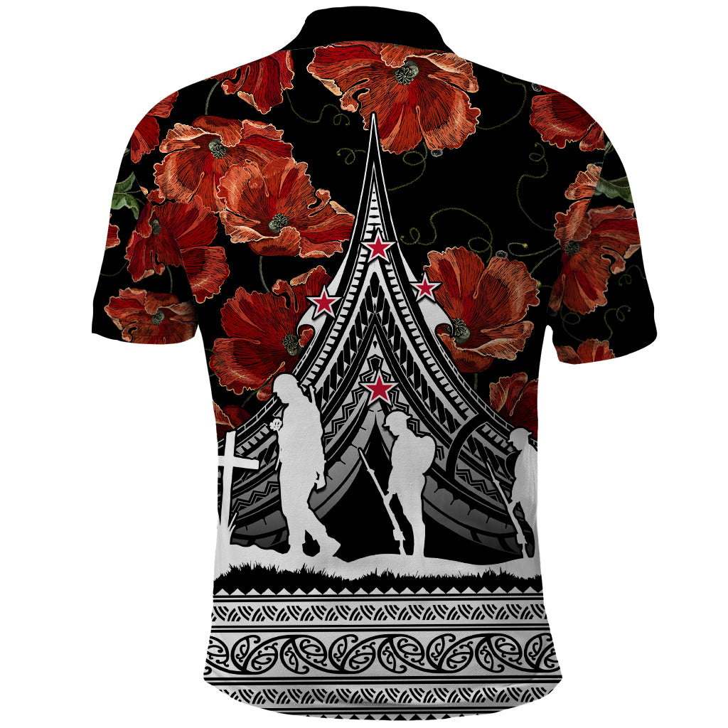 New Zealand ANZAC Day Polo Shirt Poppy With Polynesian Pattern - Wonder Print Shop