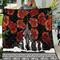 New Zealand ANZAC Day Quilt Poppy With Polynesian Pattern - Wonder Print Shop