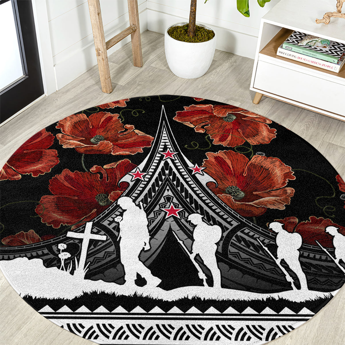 new-zealand-anzac-day-round-carpet-poppy-with-polynesian-pattern