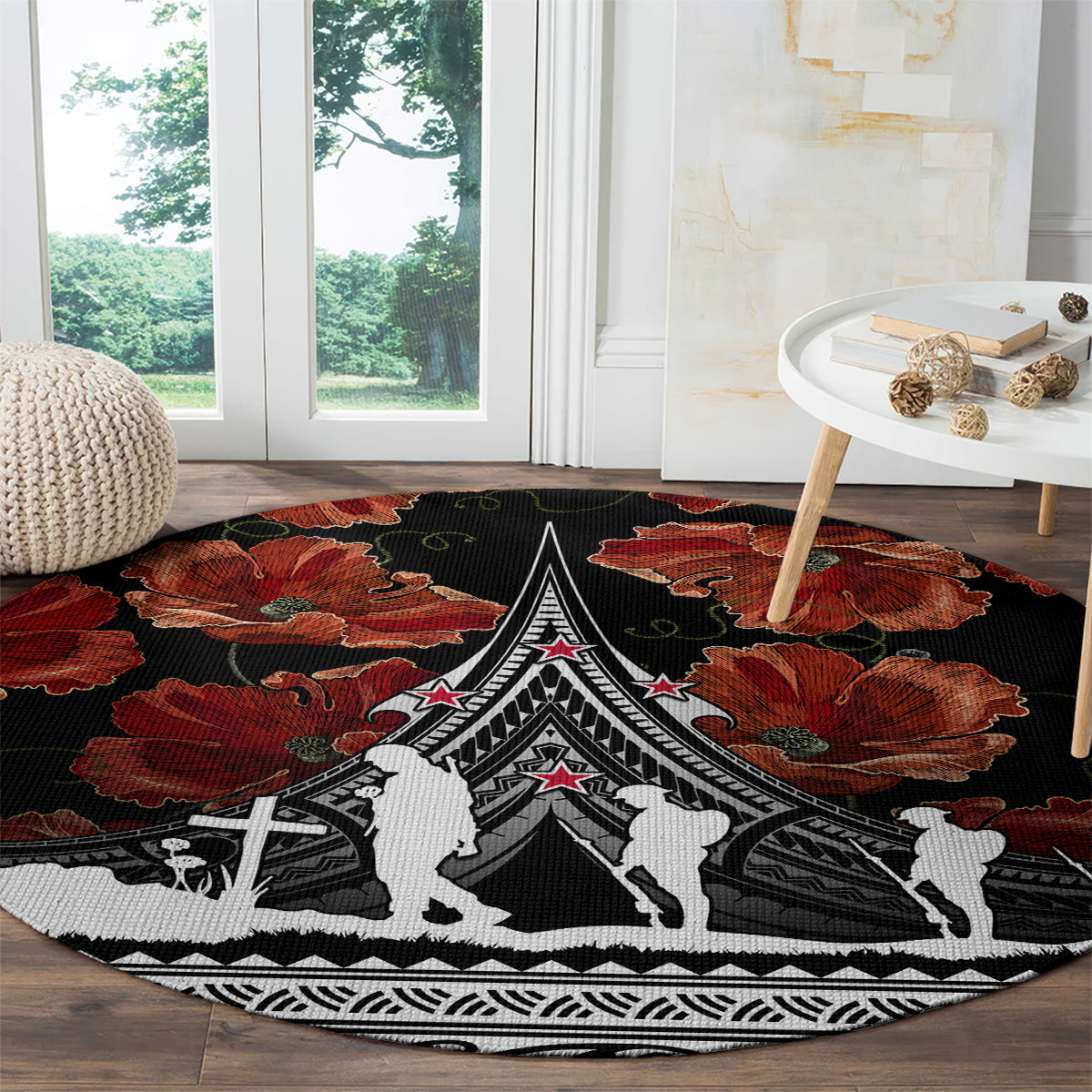 new-zealand-anzac-day-round-carpet-poppy-with-polynesian-pattern
