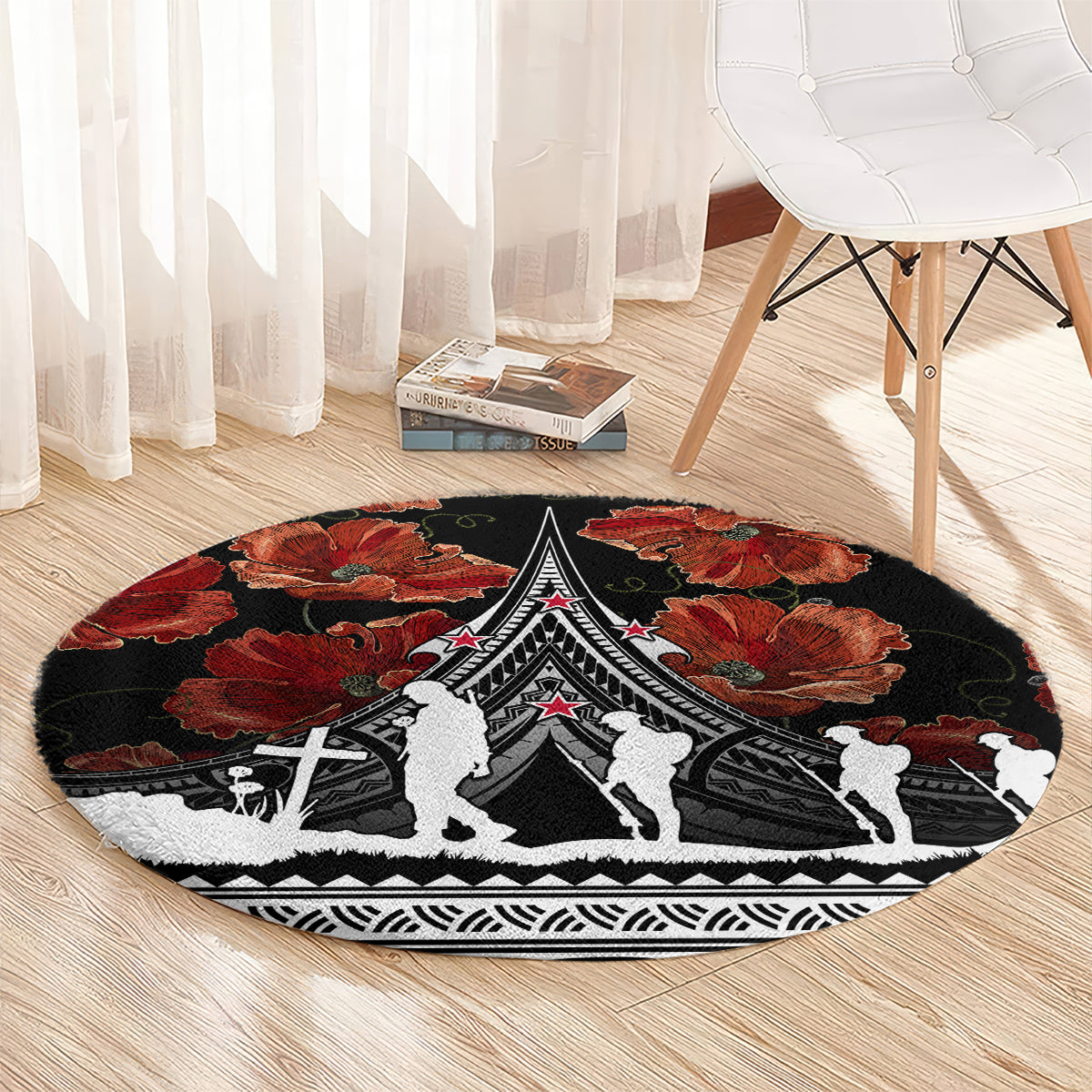 new-zealand-anzac-day-round-carpet-poppy-with-polynesian-pattern