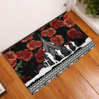 New Zealand ANZAC Day Rubber Doormat Poppy With Polynesian Pattern - Wonder Print Shop