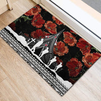 New Zealand ANZAC Day Rubber Doormat Poppy With Polynesian Pattern - Wonder Print Shop
