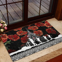 New Zealand ANZAC Day Rubber Doormat Poppy With Polynesian Pattern - Wonder Print Shop