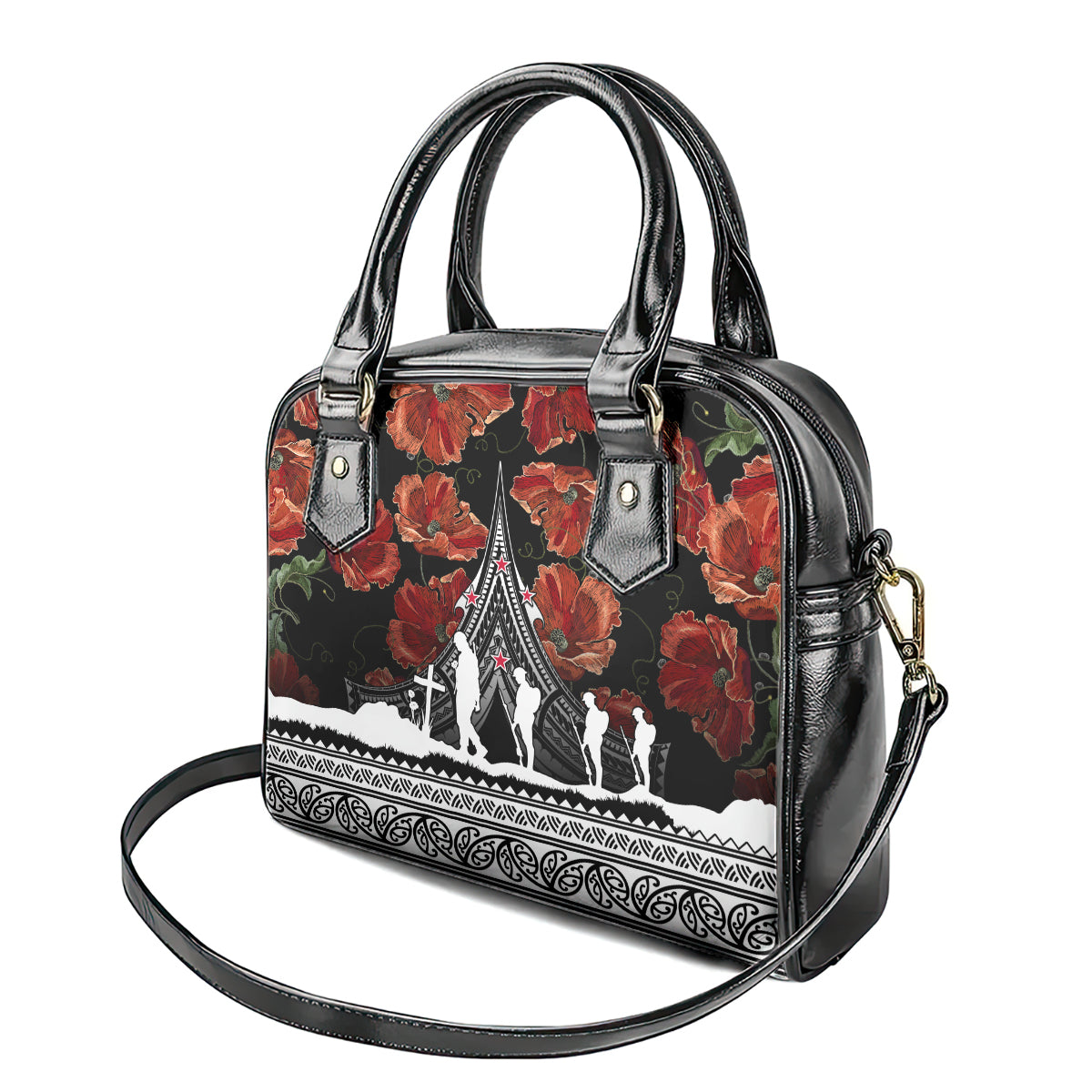 new-zealand-anzac-day-shoulder-handbag-poppy-with-polynesian-pattern
