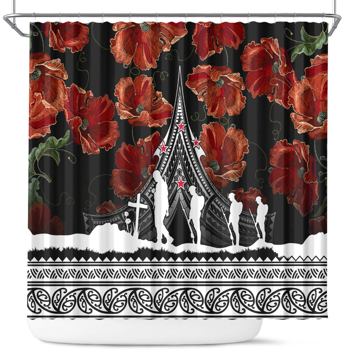 new-zealand-anzac-day-shower-curtain-poppy-with-polynesian-pattern