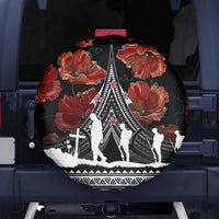 New Zealand ANZAC Day Spare Tire Cover Poppy With Polynesian Pattern - Wonder Print Shop